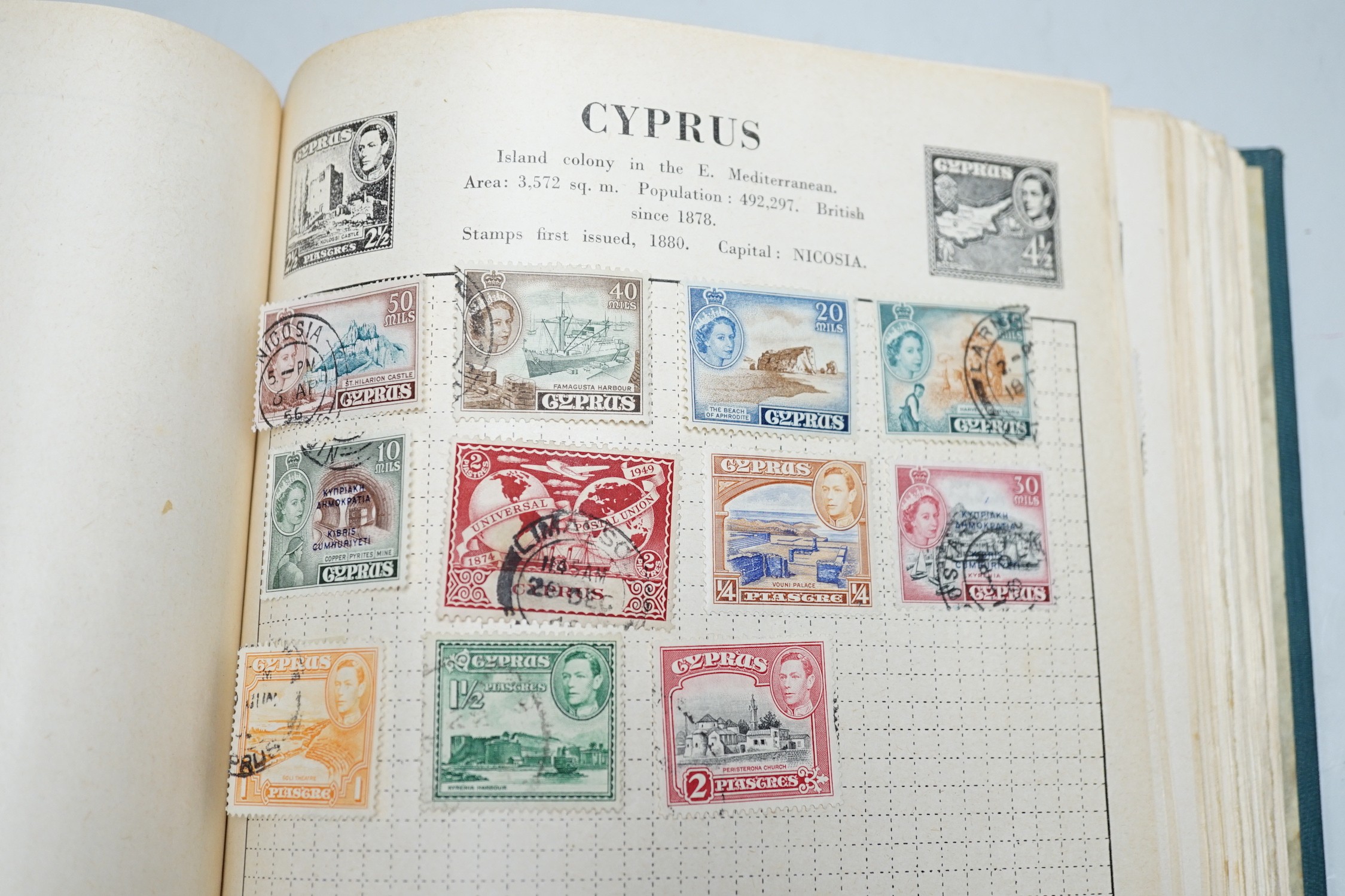 Four albums with Victorian and later Commonwealth and World stamps